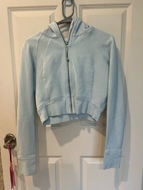 Light Blue Cropped Zip Hoodie